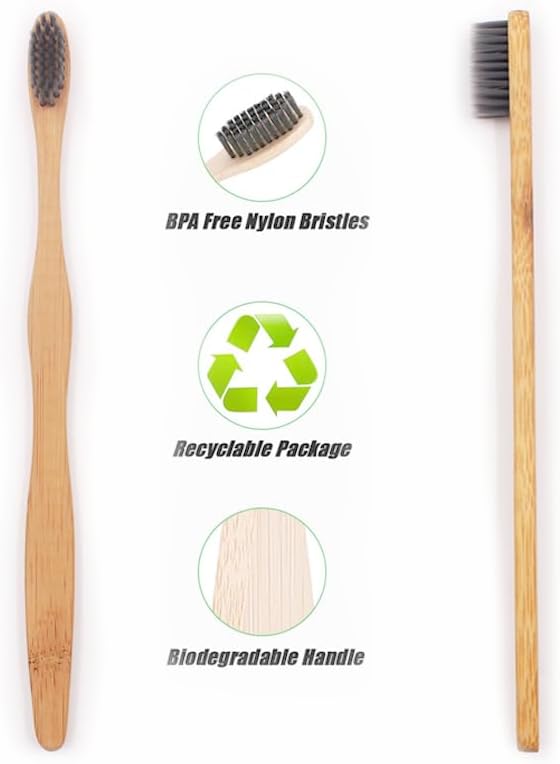 H&H Pets Bamboo Toothbrush Set for Dogs and Cats - Ultra Soft Bristles & Biodegradable Wooden Toothbrush, Puppy Supplies, Dog Dental Set, Eco-Friendly Pet Supplies (Large; 8-Count Pack)