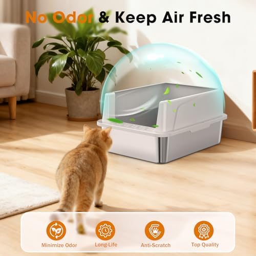 2PACK Stainless Steel Litter Box, Extra Large Litter Boxes