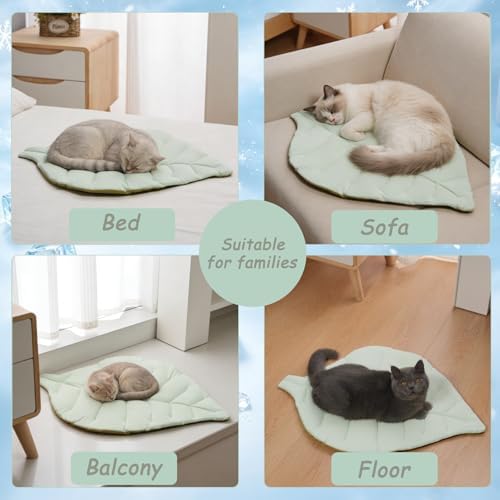Cat Cooling Mat Cat Leaf Bed Mat Comfortable Soft Fabric Breathable Cozy