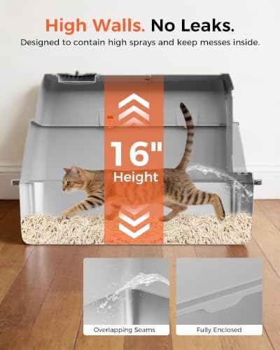 GTPLAYER XXL Stainless Steel Cat Litter Box