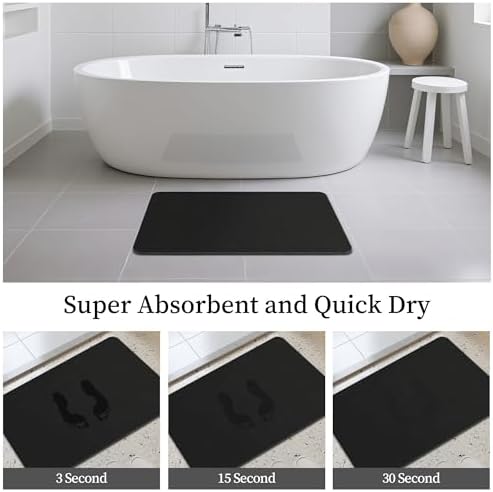 THMINS Black Stone Bath Mat