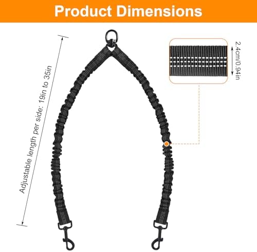 Double Dog Leash, 360° Swivel No Tangle Dog Leash