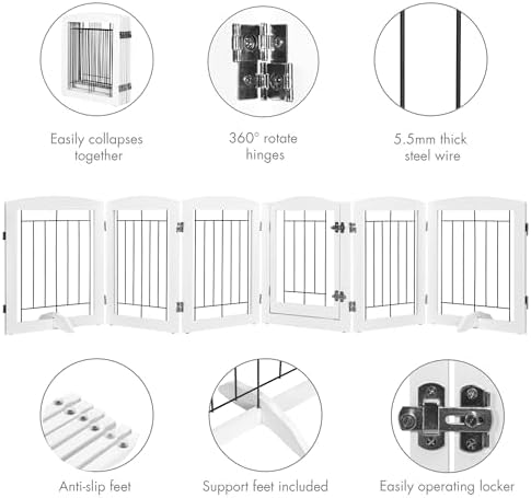 PAWLAND 6 Panels Dog Gate Indoor