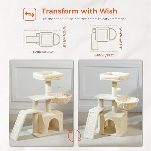PETEPELA Cactus Cat Tree for Kittens & Small Cats, 32in Cat Tower