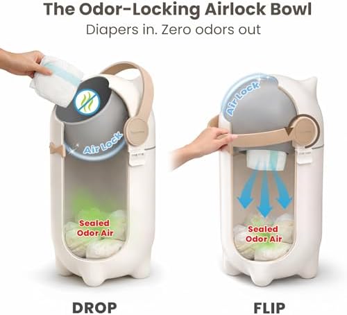 iTouchless Odor-Locking Nursery Pail | 2026 Award-Winning Bin | Boho White