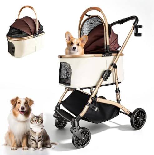Pet Stroller for Small Medium Dogs and Cats, 3-in-1 Dog Stroller