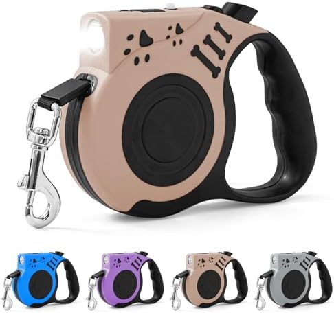 Retractable Dog Leash with USB Rechargeable Flashlight