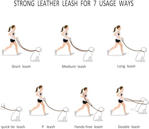Soft Multi-Function 6 in 1 Leather Training Walking Leash, Hands Free, Crossbody