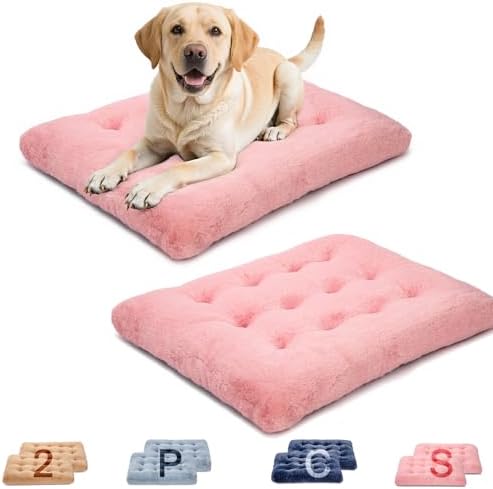 2 Pack Dog Bed, Washable Deluxe Plush Dog Crate Beds