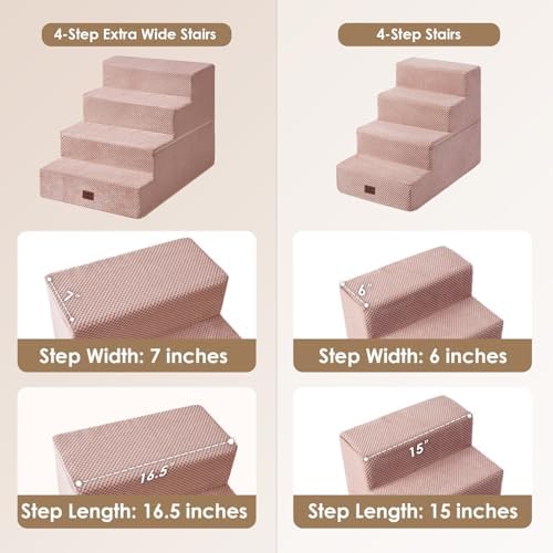 EHEYCIGA Dog Stairs for Bed 18" H, 4-Step Extra Wide Dog Steps