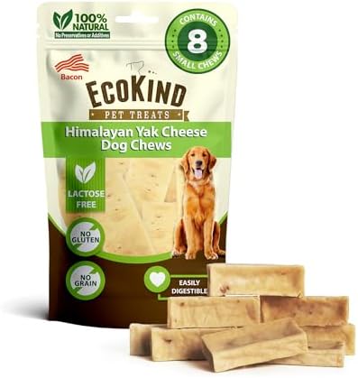 EcoKind Bacon Yak Chews, Yak Cheese Himalayan Dog Chews, Small 8 Bones