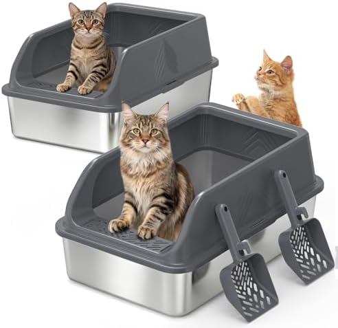 2 Pack Stainless Steel Litter Box