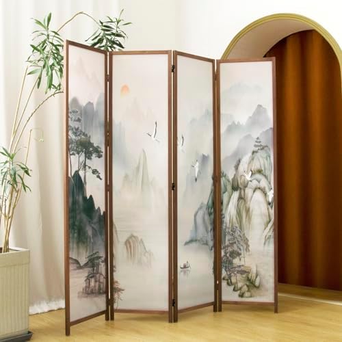 4 Panel Room Divider, 5.6 ft Tall Blackout Folding Privacy Screen