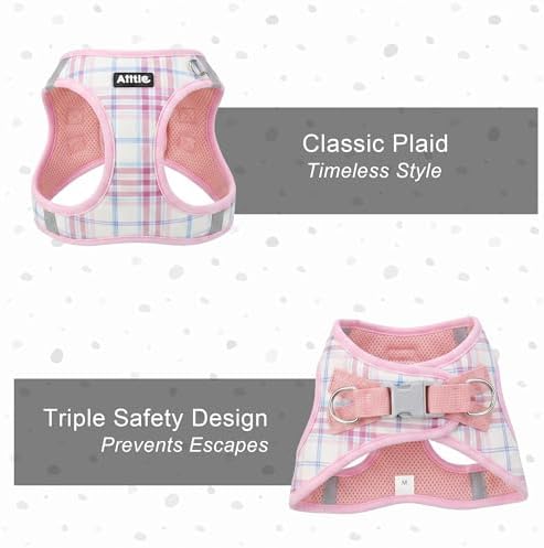 AIITLE Step in Dog Harness and Leash Set Plaid Adjustable