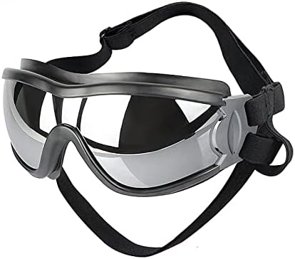 Dog Sunglasses for Large and Medium Breed, Dog Goggles for Large Dogs, Sun Protection, Windproof, Waterproof, Dustproof and Anti-Fog with Adjustable Strap for Driving, Motorcycle, Black