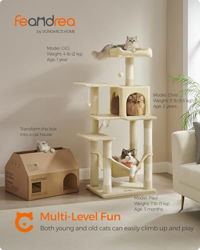 Feandrea Cat Tree, 54.2-Inch Cat Tower