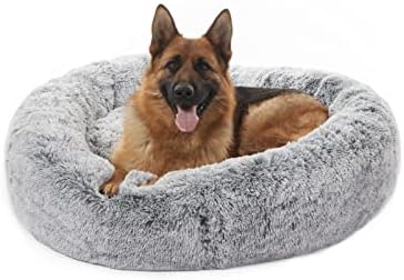 Bedfolks Calming Fluffy Donut Dog Bed