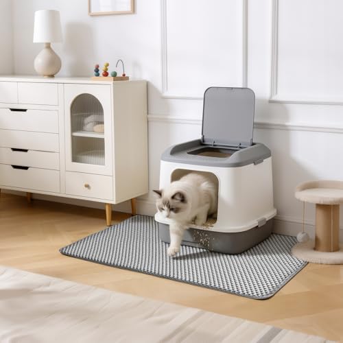 Cat Litter Mat 24x30 Inches, Honeycomb Double Layer Litter Trapping Mat