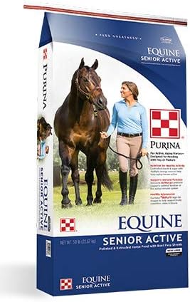 Purina Active Senior Horse Feed, Equine Feed for Active Senior Horses, Pelleted, 50 lbs