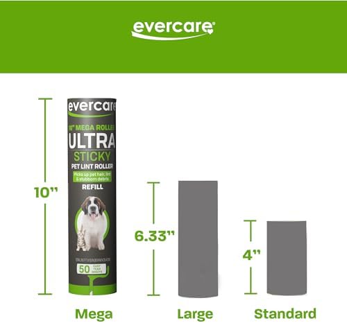 Evercare Pack of 3 All-Purpose Pet Mega Oversized Lint Roller Refills, 50