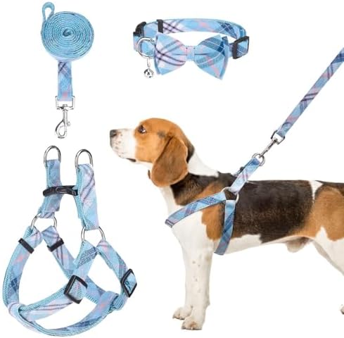 BINGPET No Pull Dog Harness Leash Collar Set, Adjustable Step-in Vest