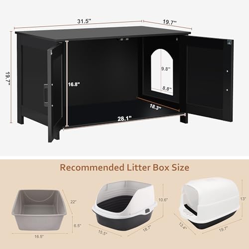Homhedy 31.5" L Cat Litter Box Enclosure