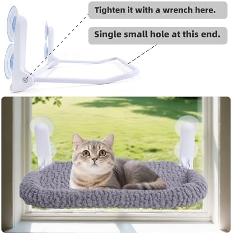 AIWIKIDE Cat Window Perch with Cushion Rim, Easy Install Bracket, Portable Wall