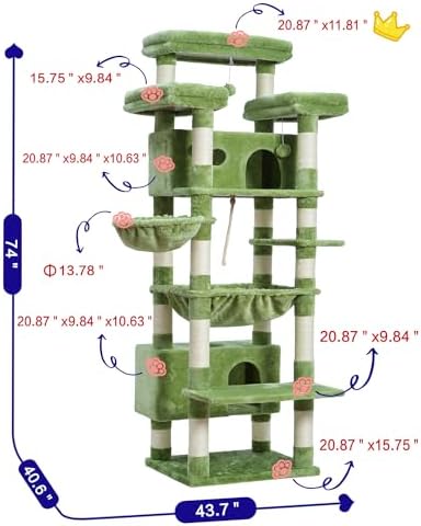 Gitelsnour Cat Tree, Big Condo Hammock GCT030GR