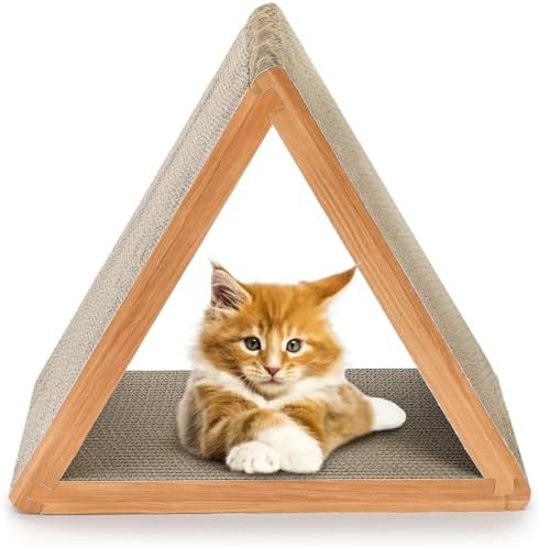 Nicunom 3-Sided Vertical Cat Scratching Post, Cat Scratcher Foldable, Triangle