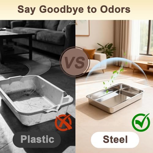 Low Entry Stainless Steel Cat Litter Box
