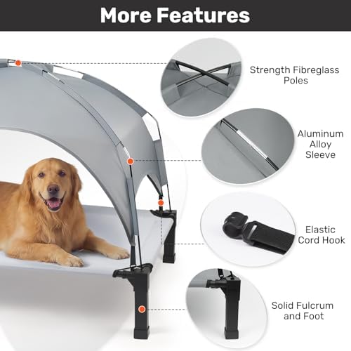 Elevated Dog Bed with Removable Canopy, Sun Protection Shade Tent Dog Cot