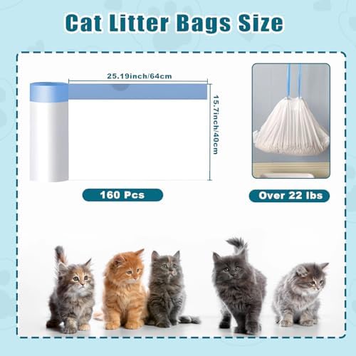 160 Pack Cat Litter Bags 25 x16 inch