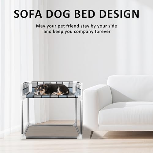 Bedside Cosleeper Dog Bed with Guardrail, 3-Fence Height Elevated Bed Dog