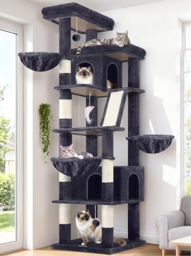 Globlazer 80in XXL Extra Large Corner Cat Tree Tower, Dark Grey