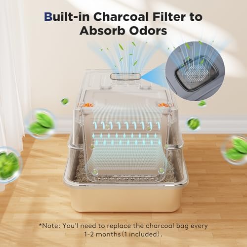 FURTIME Small Enclosed Stainless Steel Litter Box