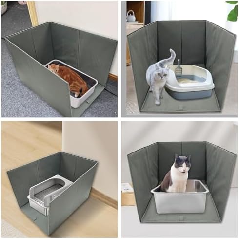 Cat Litter Box Enclosure Splash Guard Large Foldable Removable Mat, Tall