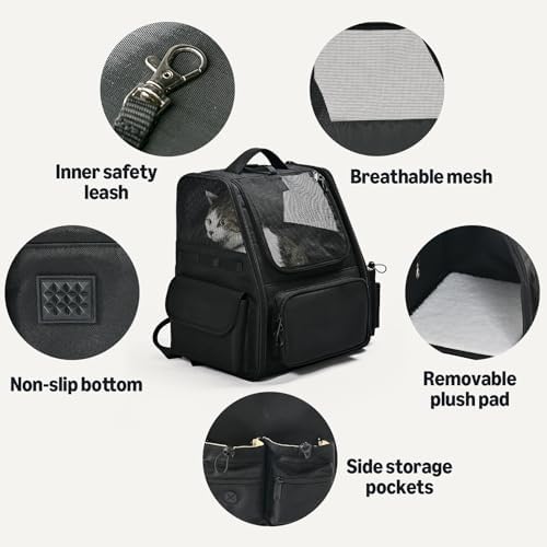 Amazon Basics Pet Backpack for Cats & Small Dogs, Collapsible Travel Carrier