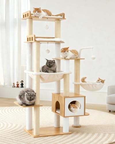 Heybly Cat Tree, 70.5" Wood Tall Cat Tower
