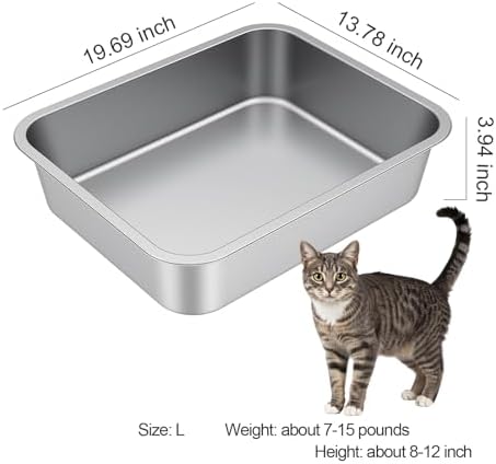 Large High Sided Stainless Steel Cat Litter Box