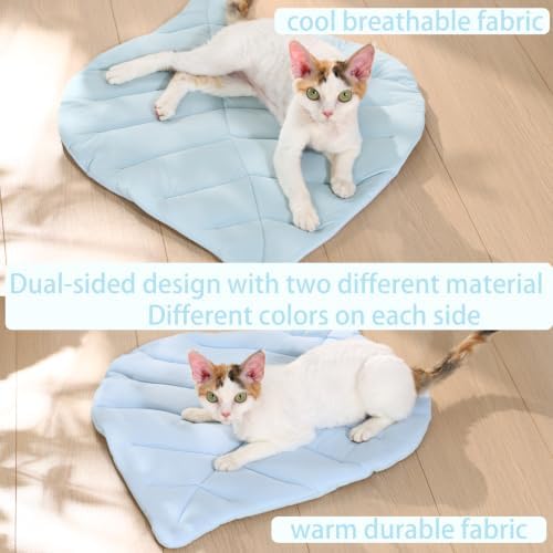 Cat Cooling Mat Cat Leaf Bed Mat Comfortable Soft Fabric Breathable Cozy