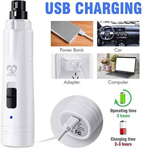 Casfuy Dog Nail Grinder with LED Light