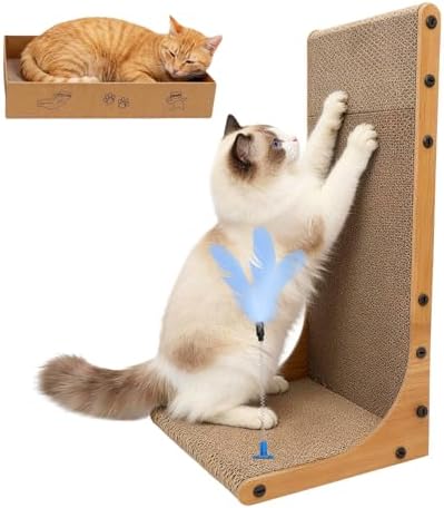 Goosheep 22in L-Shaped Cat Scratcher 2-in1 Scratching Board