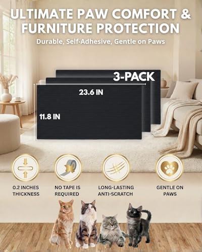 Corner & Wall Cat Scratch Mat, Self-Adhesive Trimmable Cat Scratcher, Wall