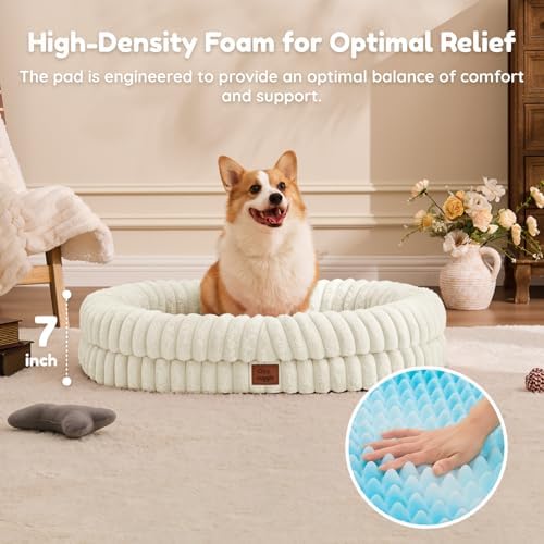ChiXnuggle Orthopedic Dog Bed, Washable Cover, Faux Fur Bolster Pet Couch