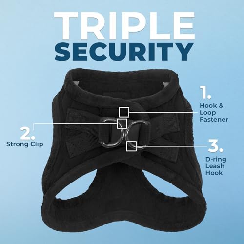 Voyager Step-in Plush Dog Vest Harness -Black Plush