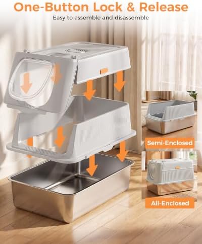GTPLAYER XL Stainless Steel Cat Litter Box