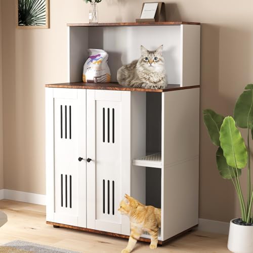 Yafylly Litter Box Enclosure for 2 Cats, Double Litter Box Enclosure