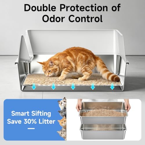 Stainless Steel Sifting Cat Litter Box