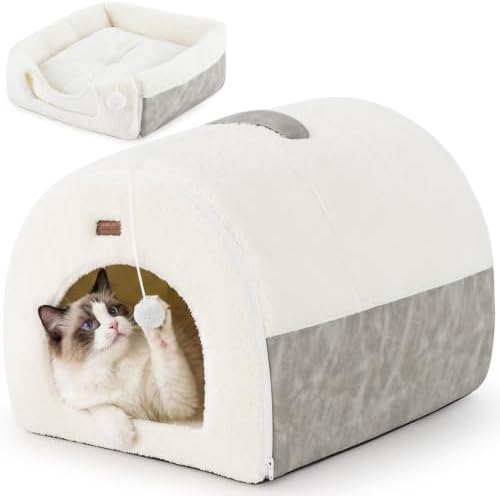 ZOMISIA 2in1 Cat Bed Cave for Indoor Cats & Small Dog,