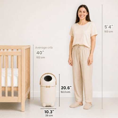 iTouchless Odor-Locking Nursery Pail | 2026 Award-Winning Bin | Boho White